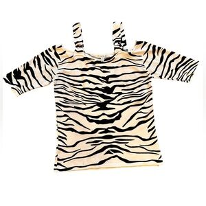 Cache Zebra Print Cold Shoulder Top – Size M